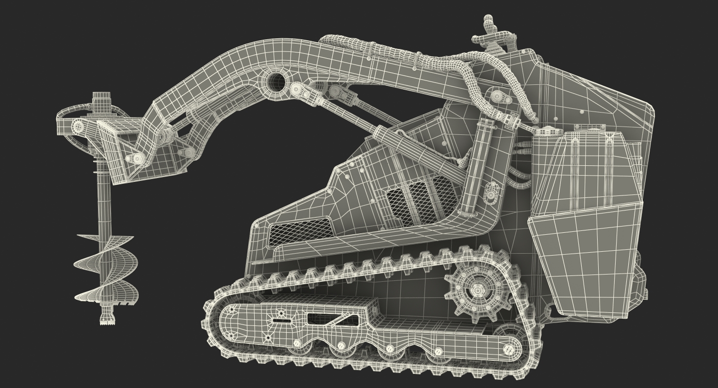 3D Mini Skid Steer Vermeer with Auger Drill Dirty