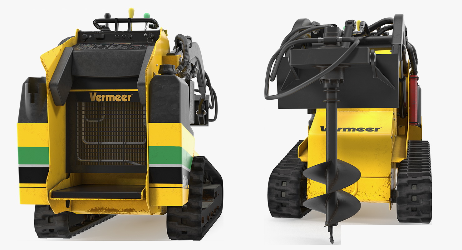3D Mini Skid Steer Vermeer with Auger Drill Dirty