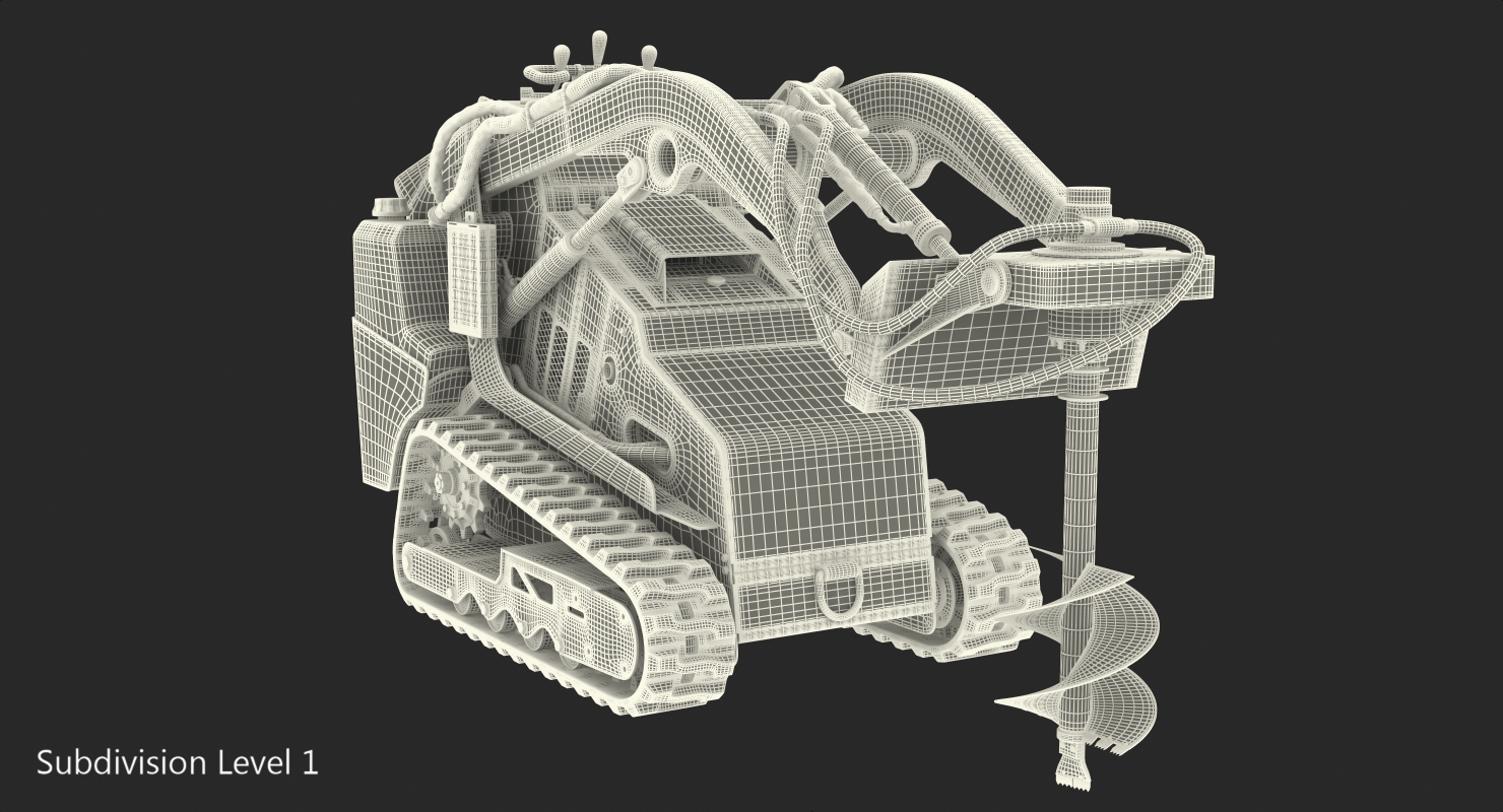 3D Mini Skid Steer Vermeer with Auger Drill Dirty