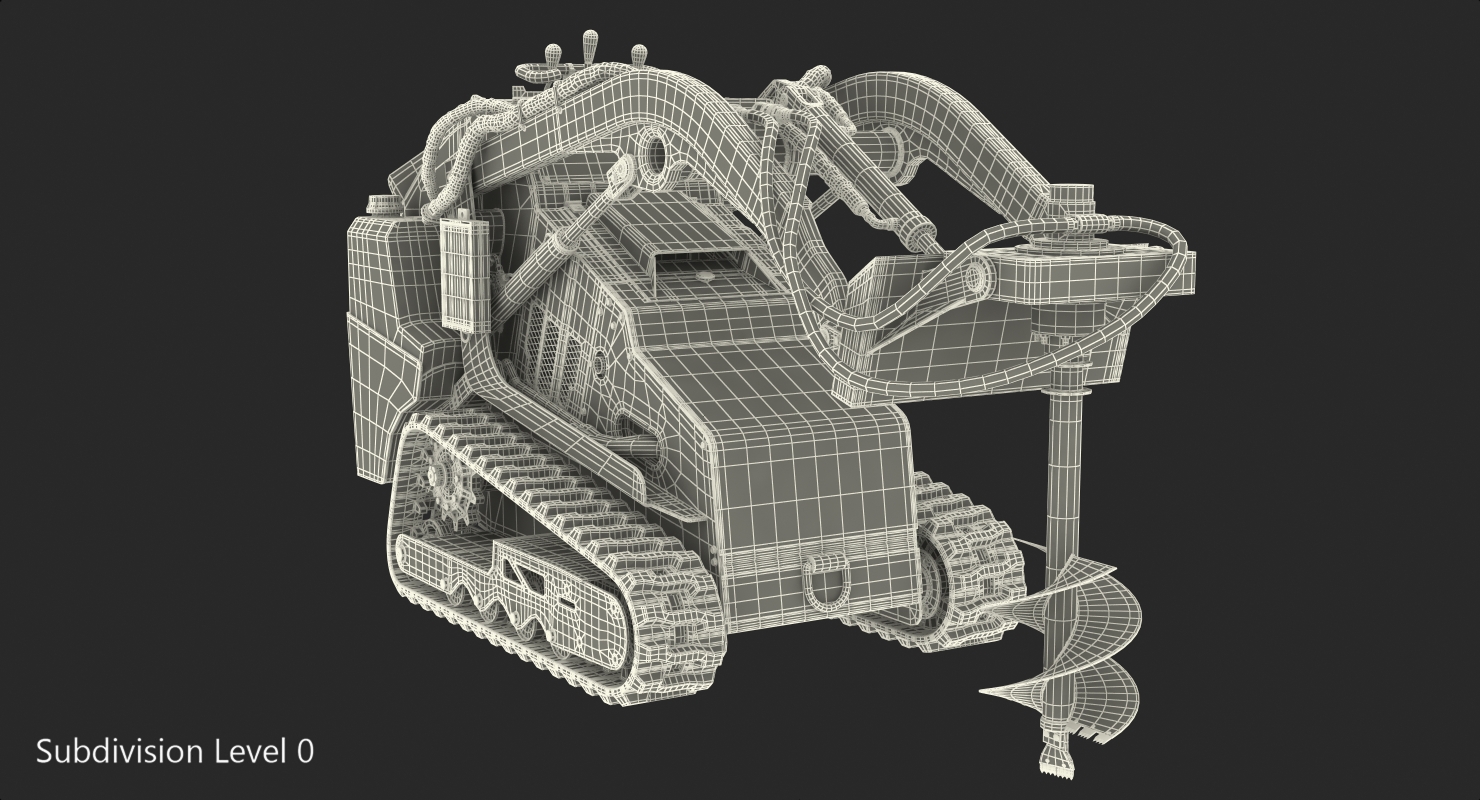 3D Mini Skid Steer Vermeer with Auger Drill Dirty