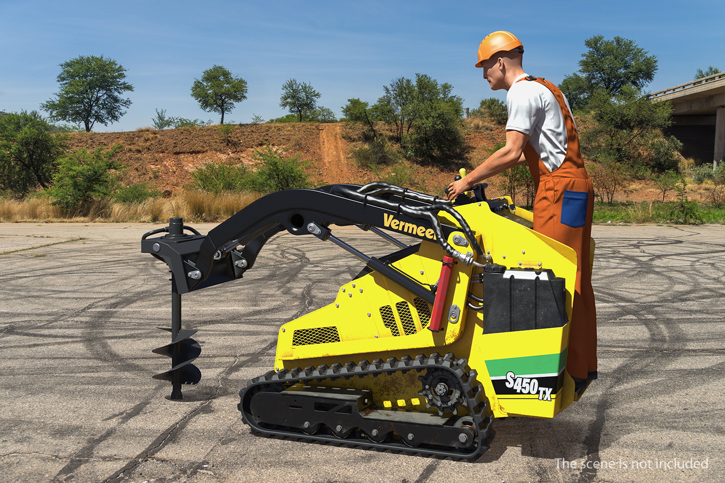 3D Mini Skid Steer Vermeer with Auger Drill Dirty