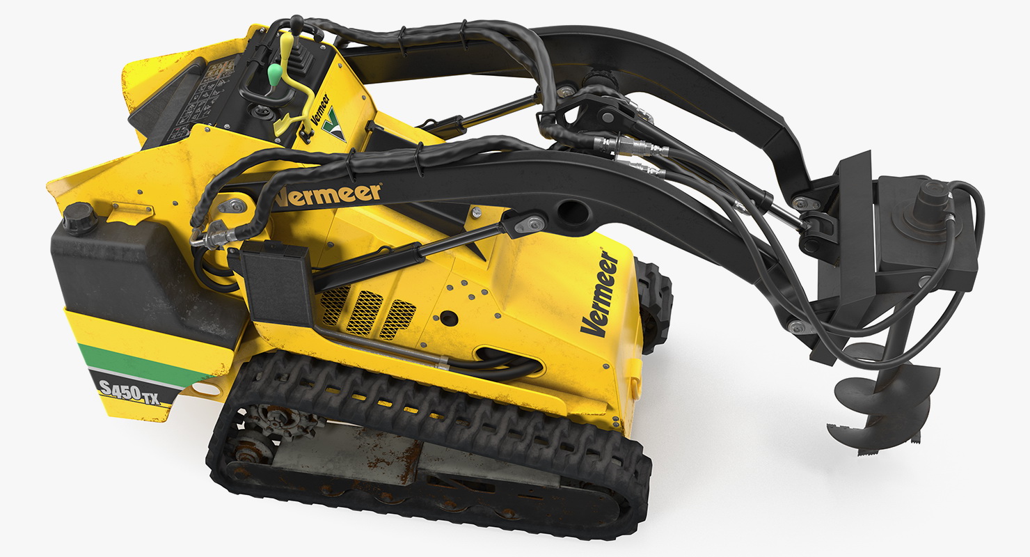 3D Mini Skid Steer Vermeer with Auger Drill Dirty