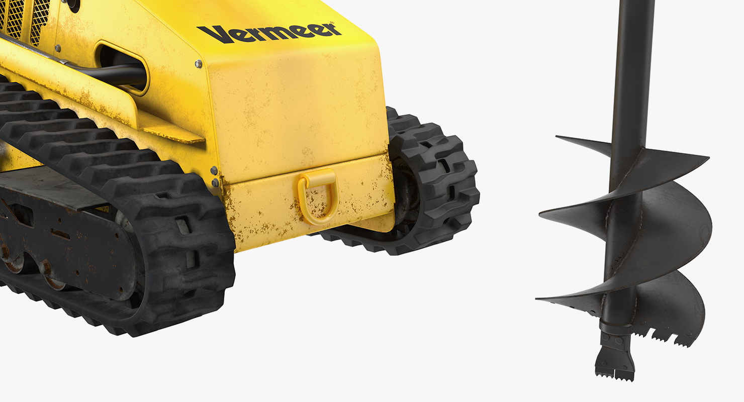 3D Mini Skid Steer Vermeer with Auger Drill Dirty