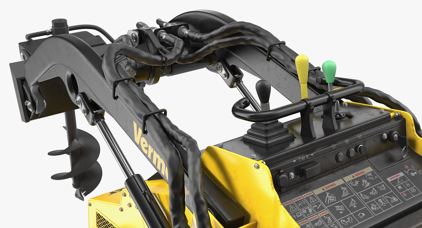 3D Mini Skid Steer Vermeer with Auger Drill Dirty