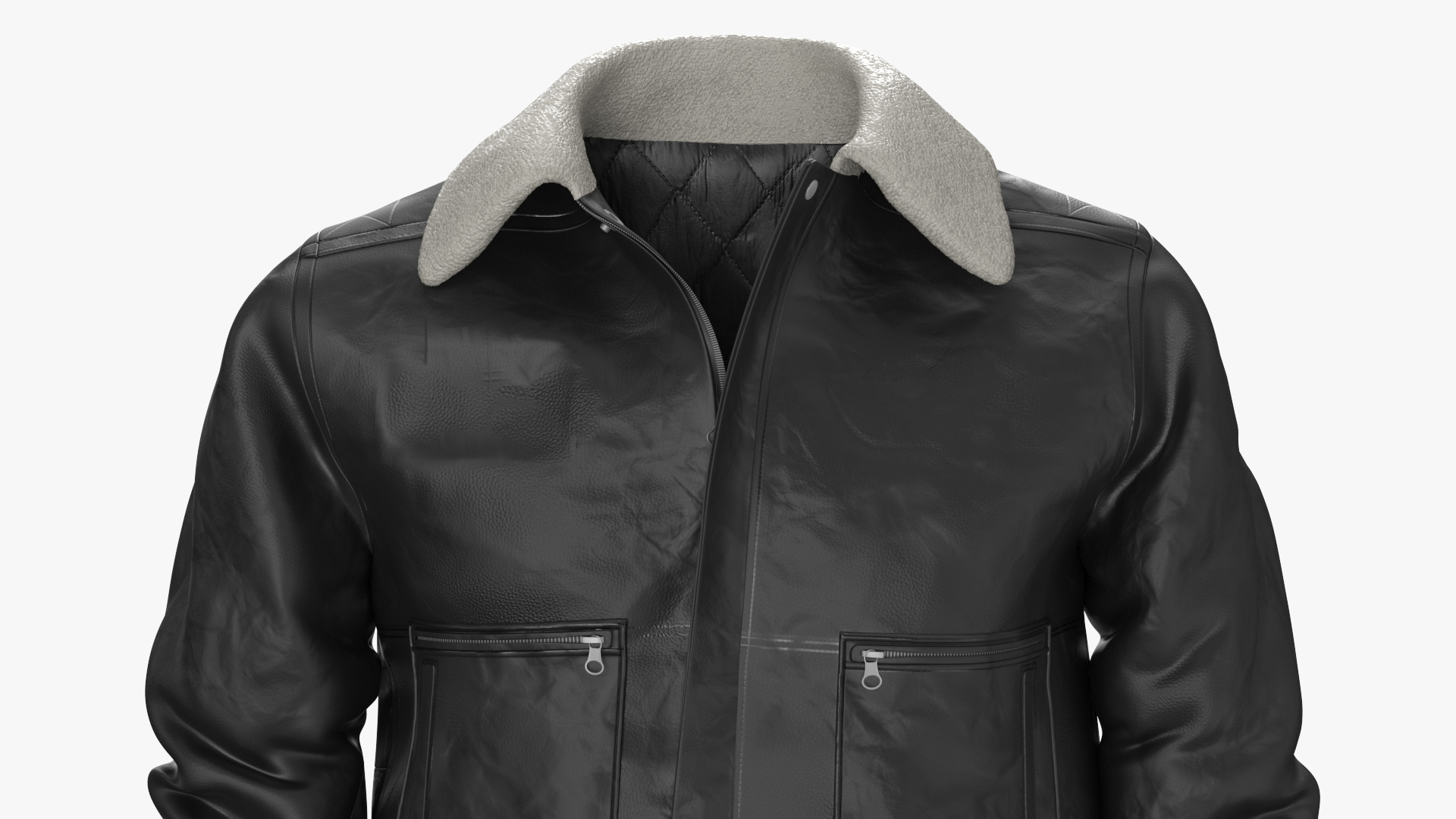 3D model Leather Black Jacket