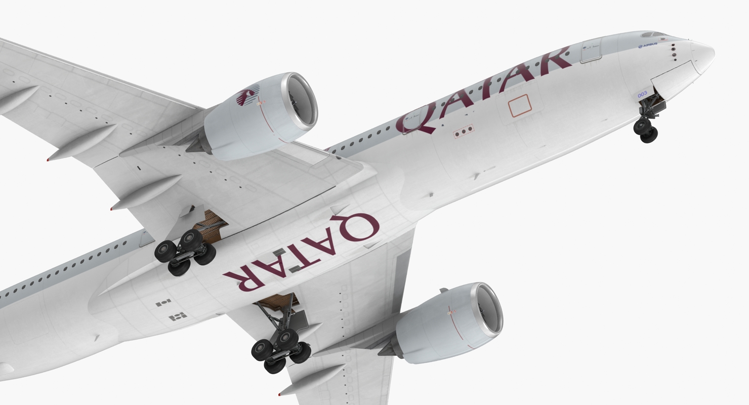 3D Airbus A350 900 Qatar Rigged model