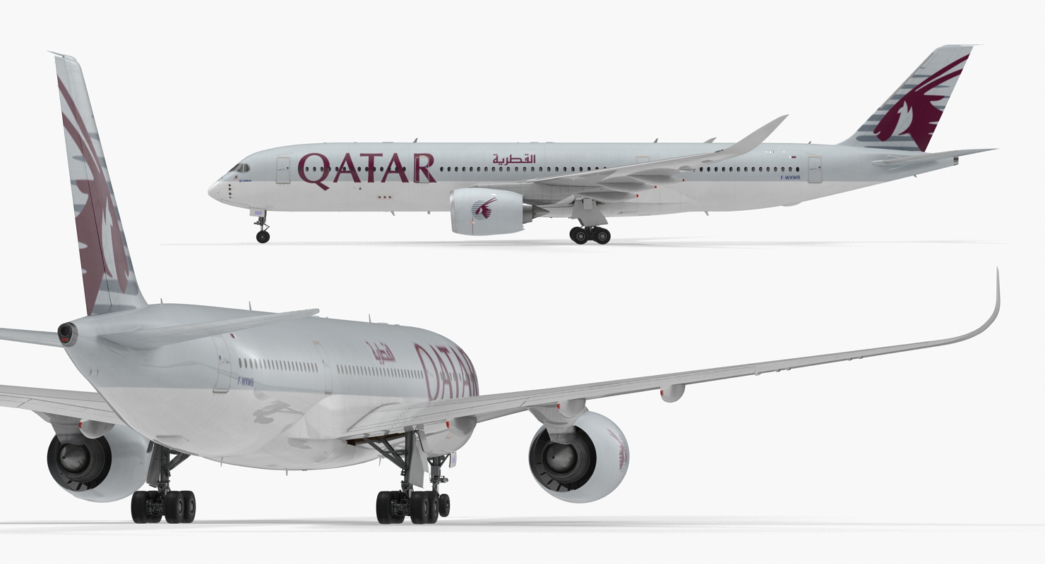 3D Airbus A350 900 Qatar Rigged model