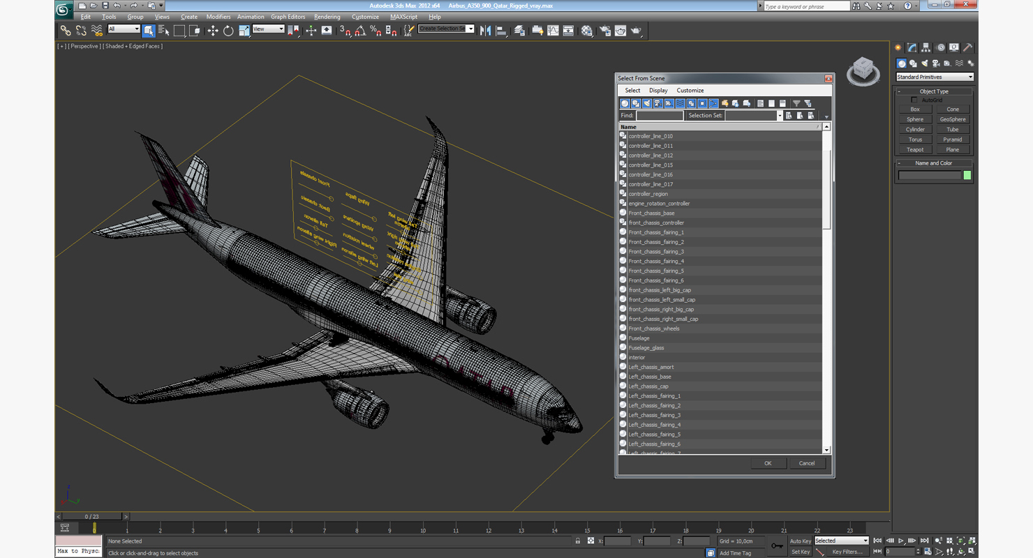 3D Airbus A350 900 Qatar Rigged model