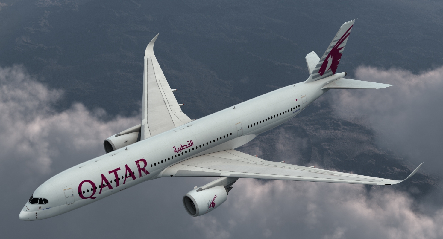 3D Airbus A350 900 Qatar Rigged model