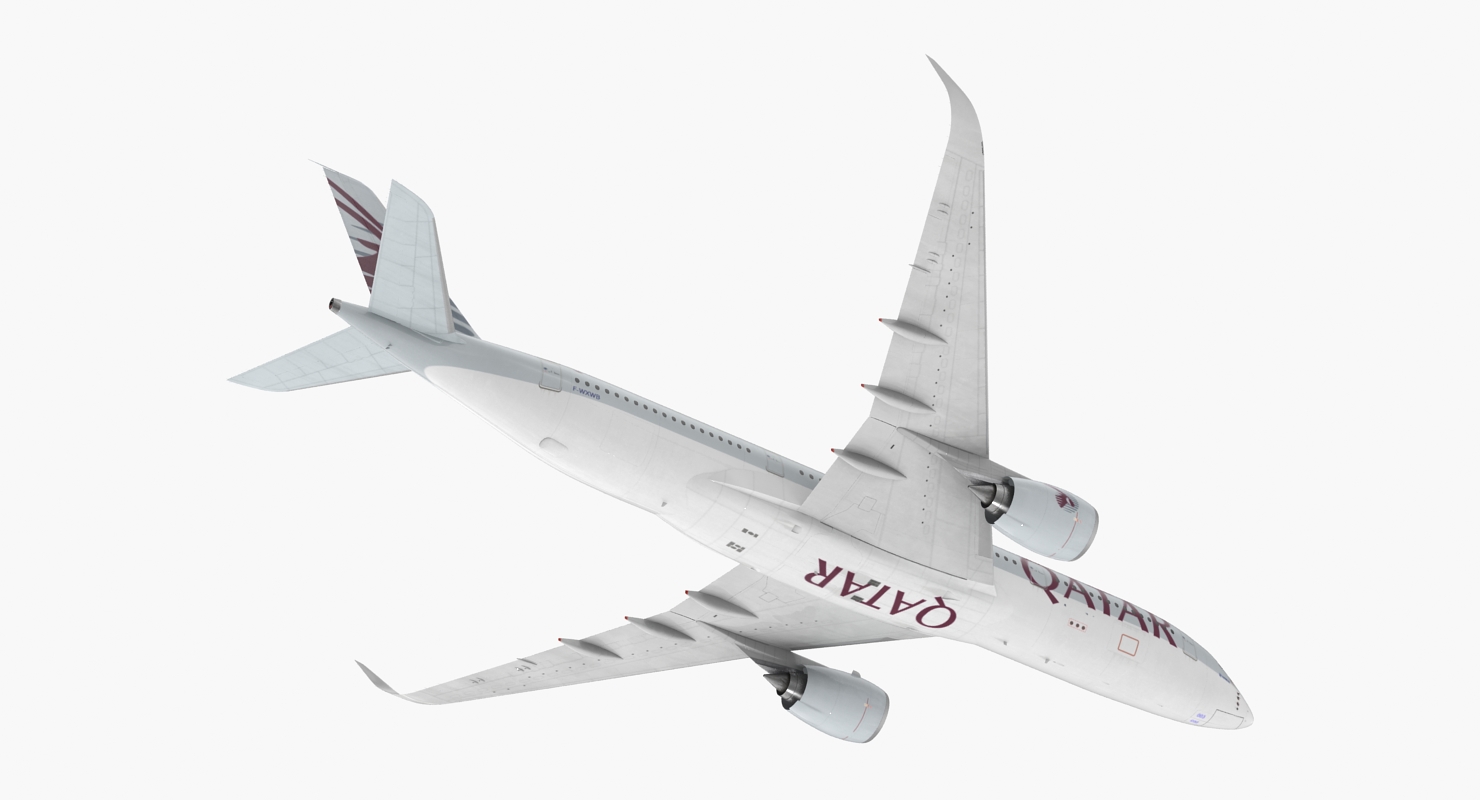 3D Airbus A350 900 Qatar Rigged model