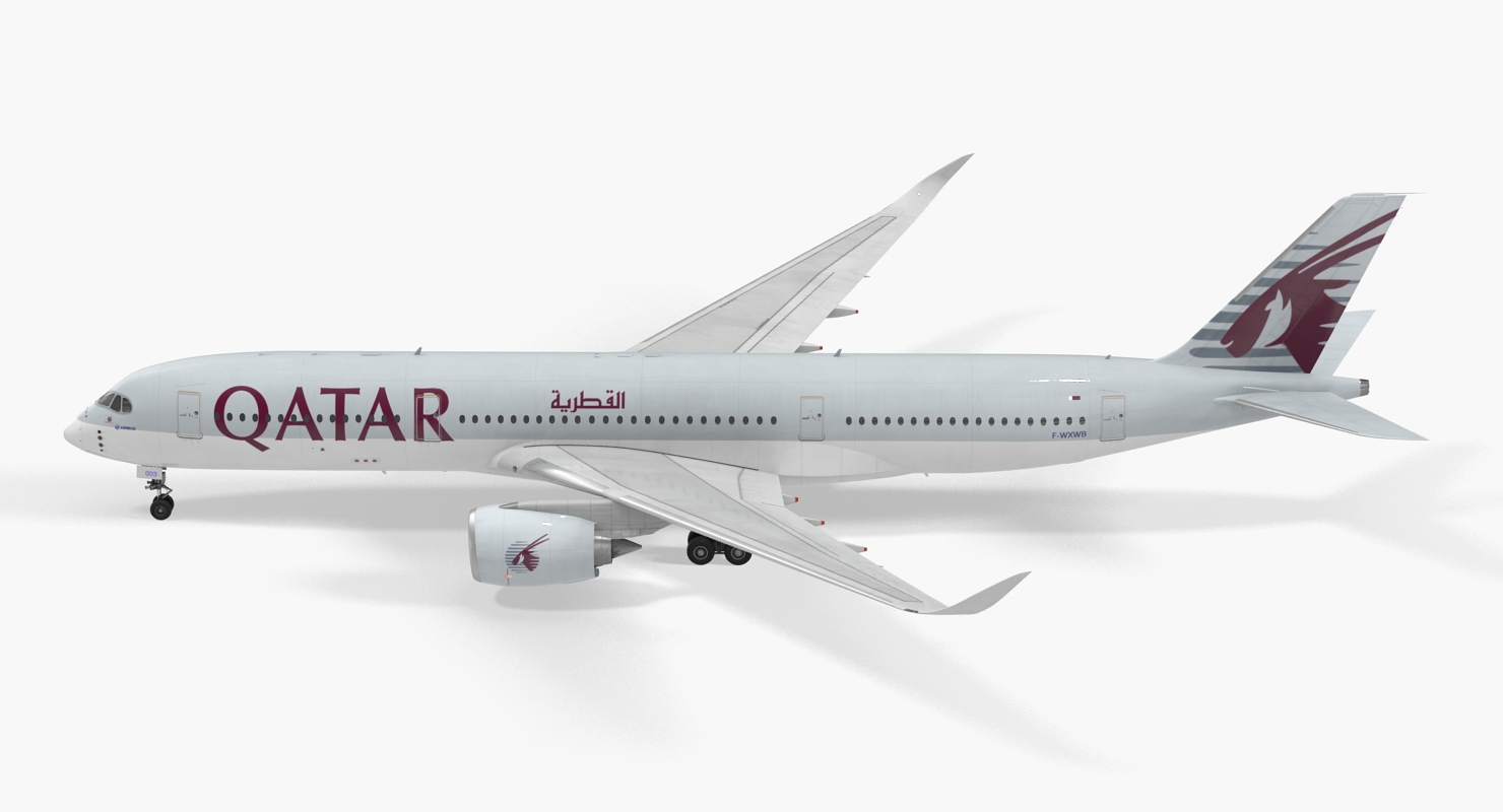 3D Airbus A350 900 Qatar Rigged model