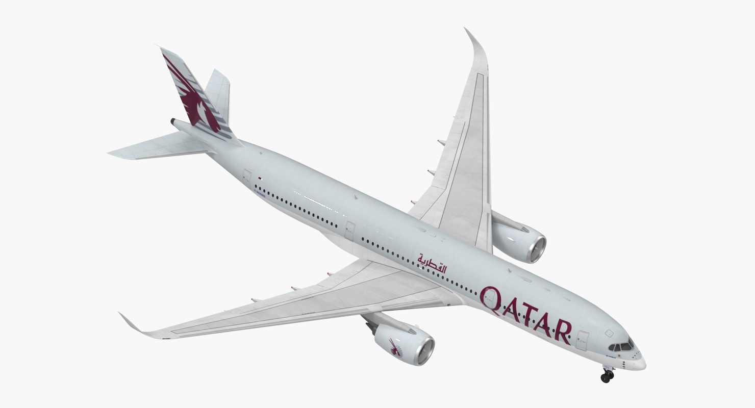 3D Airbus A350 900 Qatar Rigged model