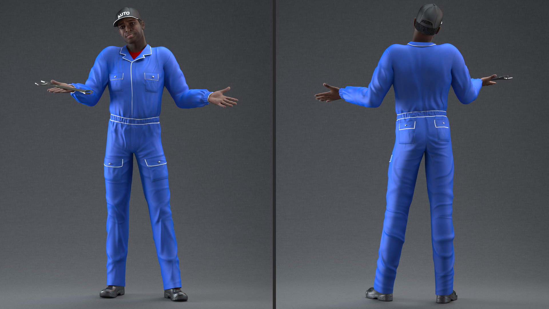 Dark Skin Black Auto Mechanic 3D model