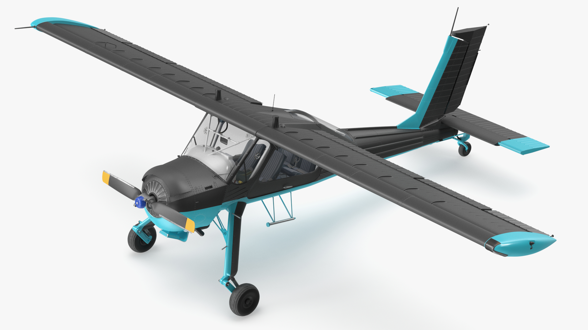 3D model American Light Aircraft Black Rigged for Cinema 4D