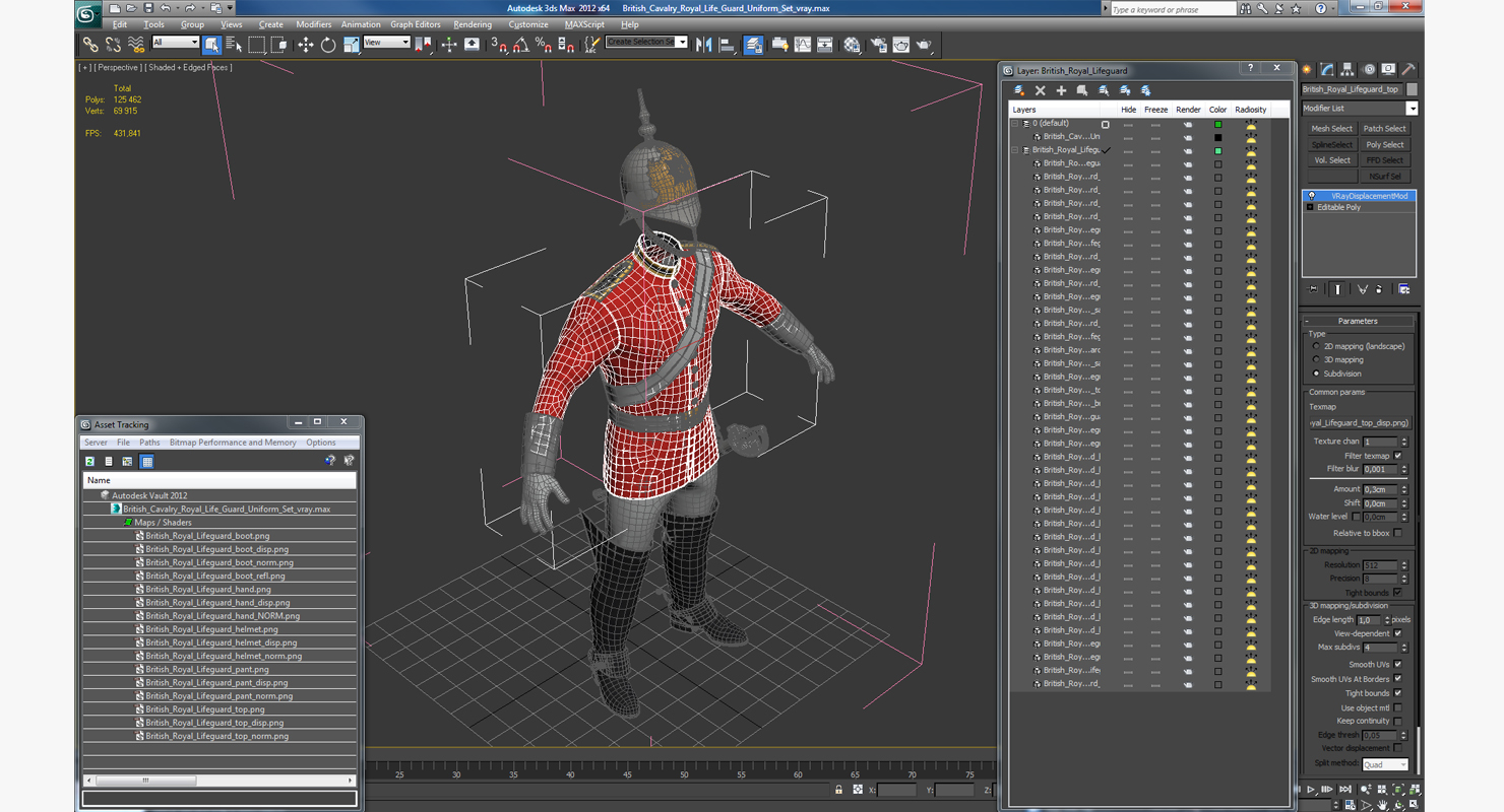 British Cavalry Royal Life Guard Uniform Set 3D model
