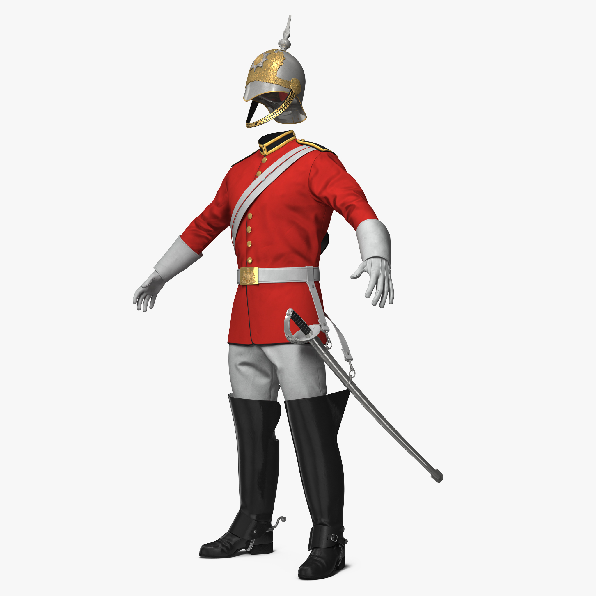 British Cavalry Royal Life Guard Uniform 3D Models Set