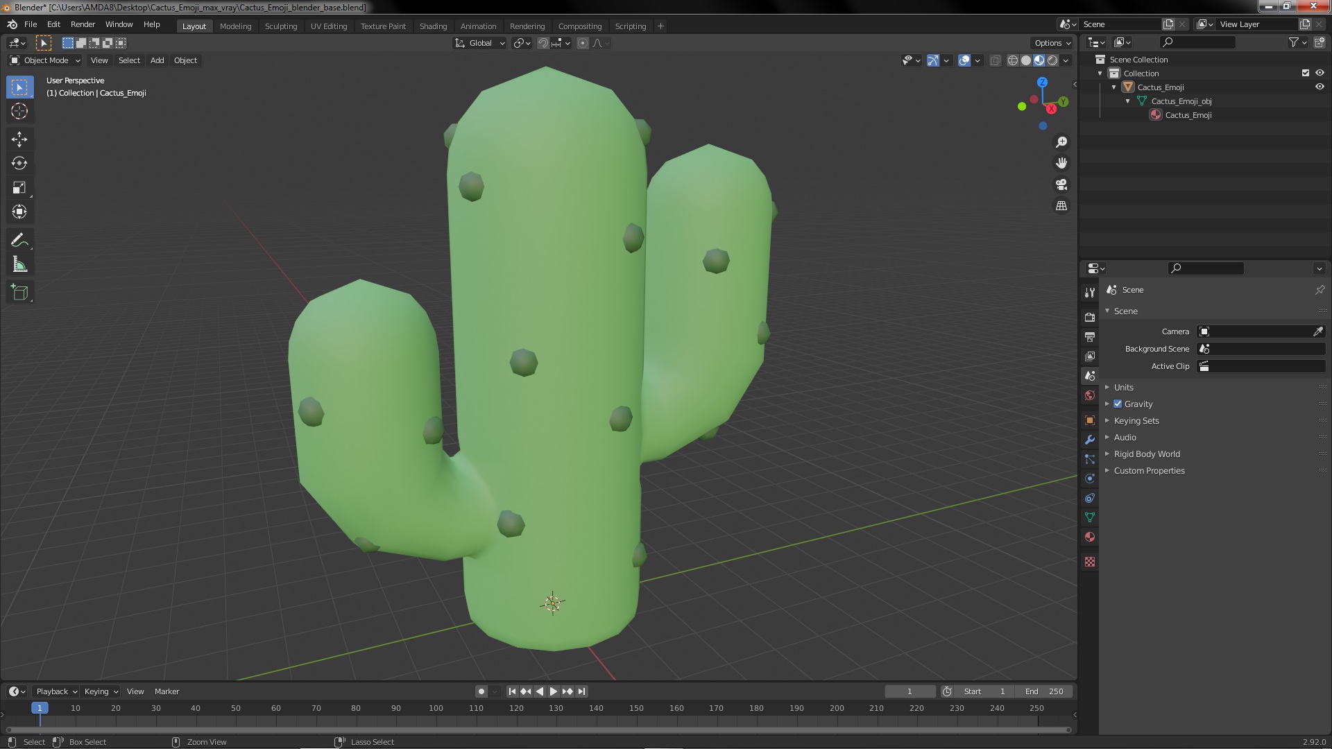 Cactus Emoji 3D