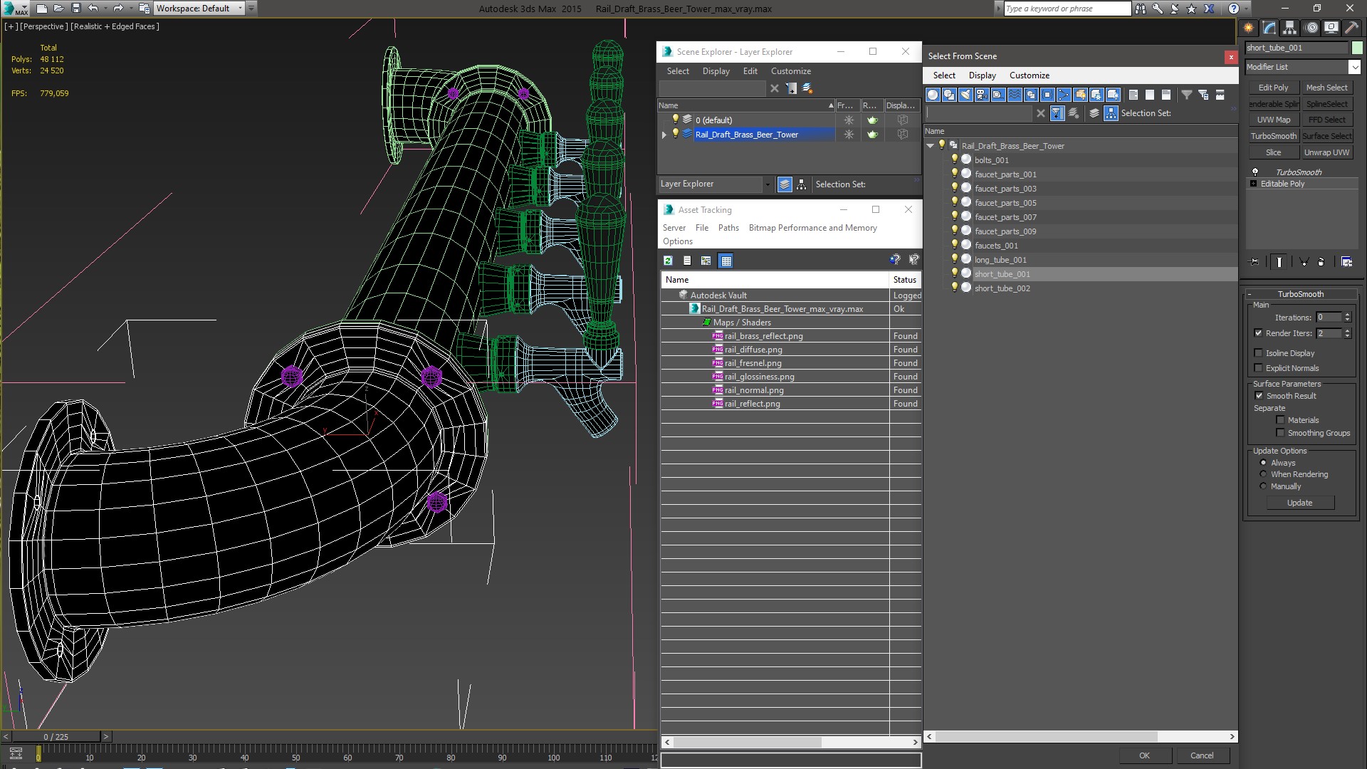 Rail Draft Brass Beer Tower 3D