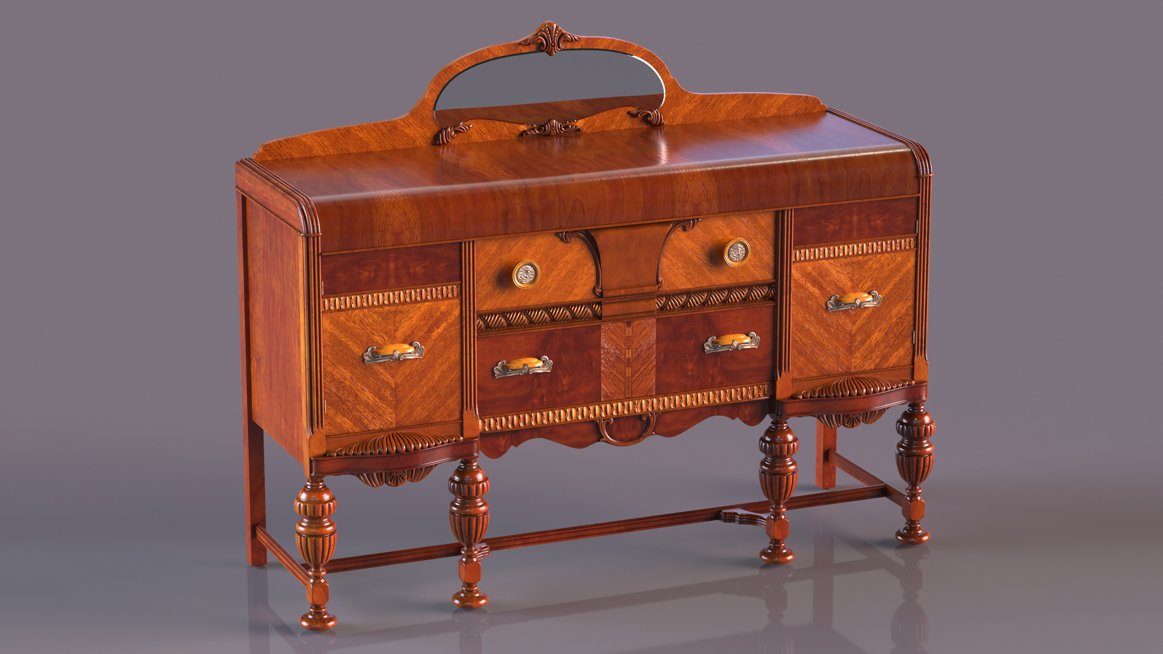 3D Waterfall  Vintage Sideboard model
