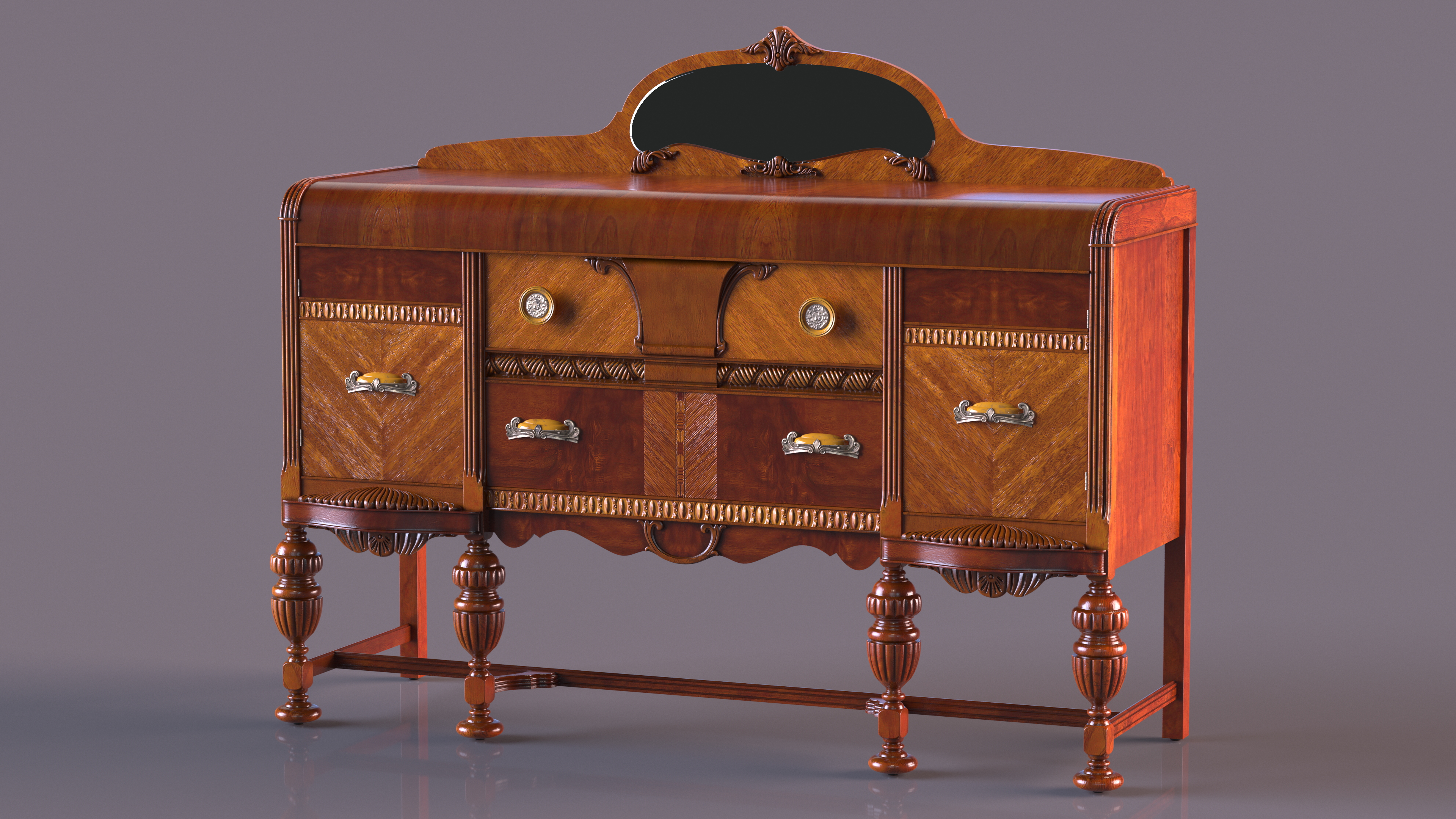 3D Waterfall  Vintage Sideboard model