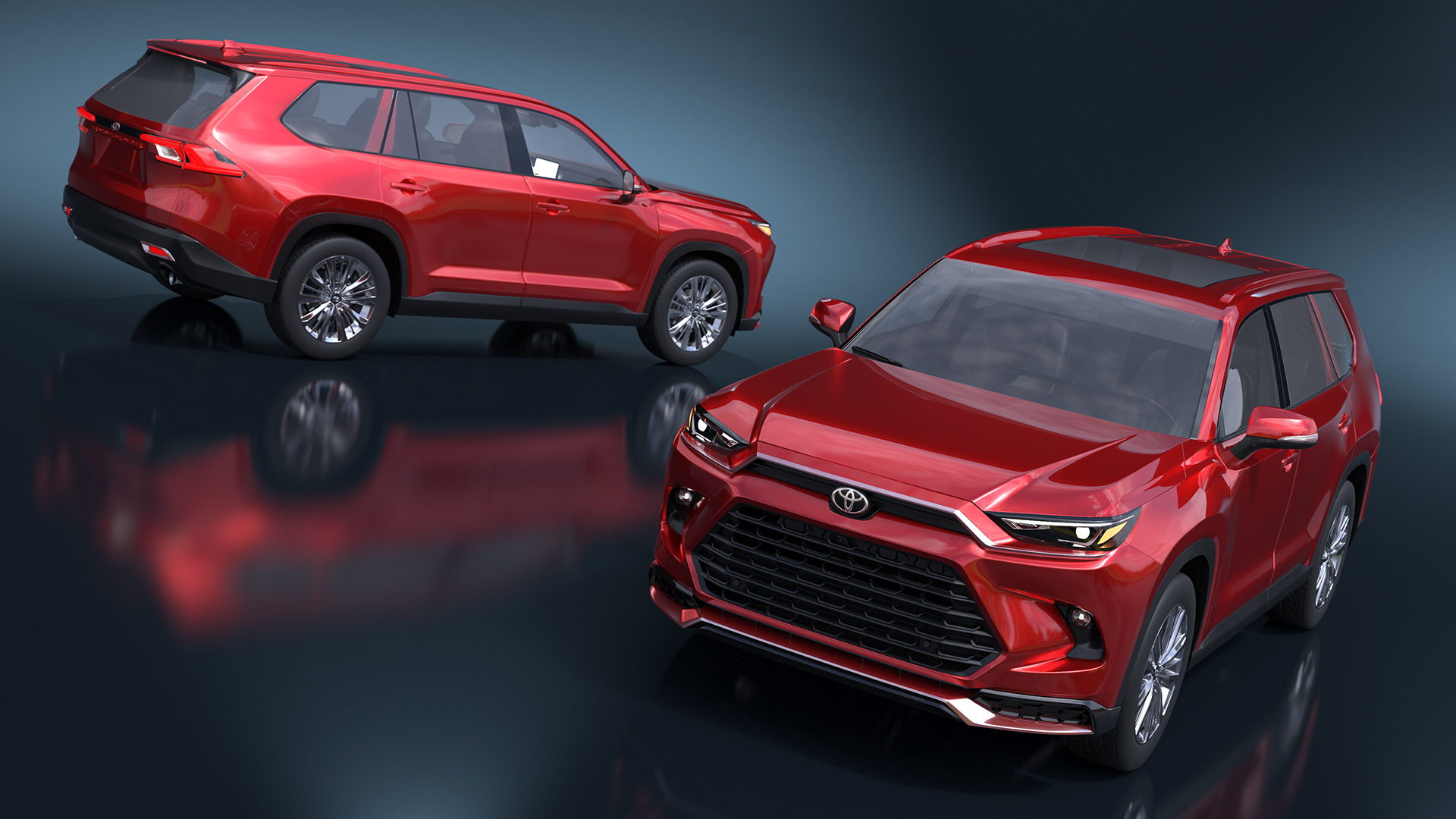 Toyota Grand Highlander 2024 Red Rigged 3D model
