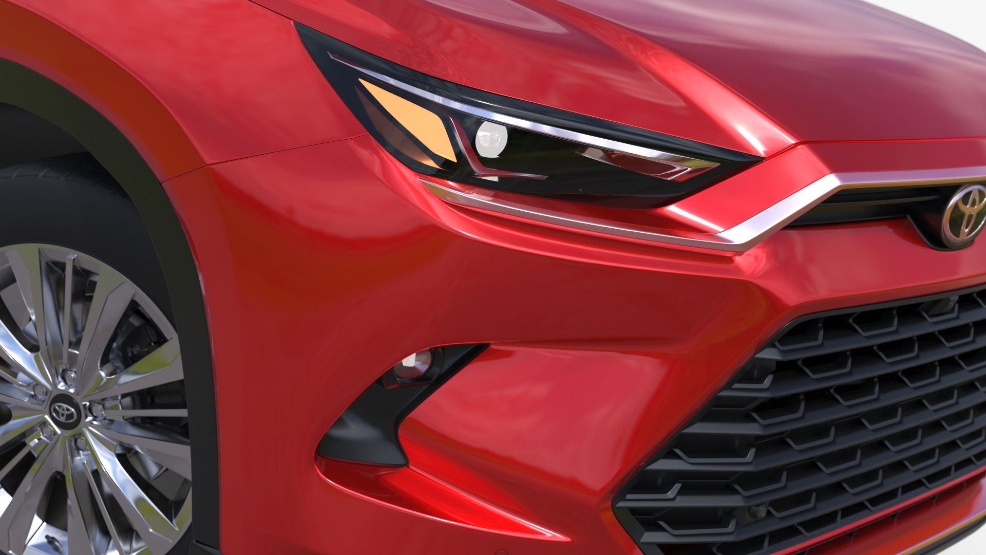 Toyota Grand Highlander 2024 Red Rigged 3D model