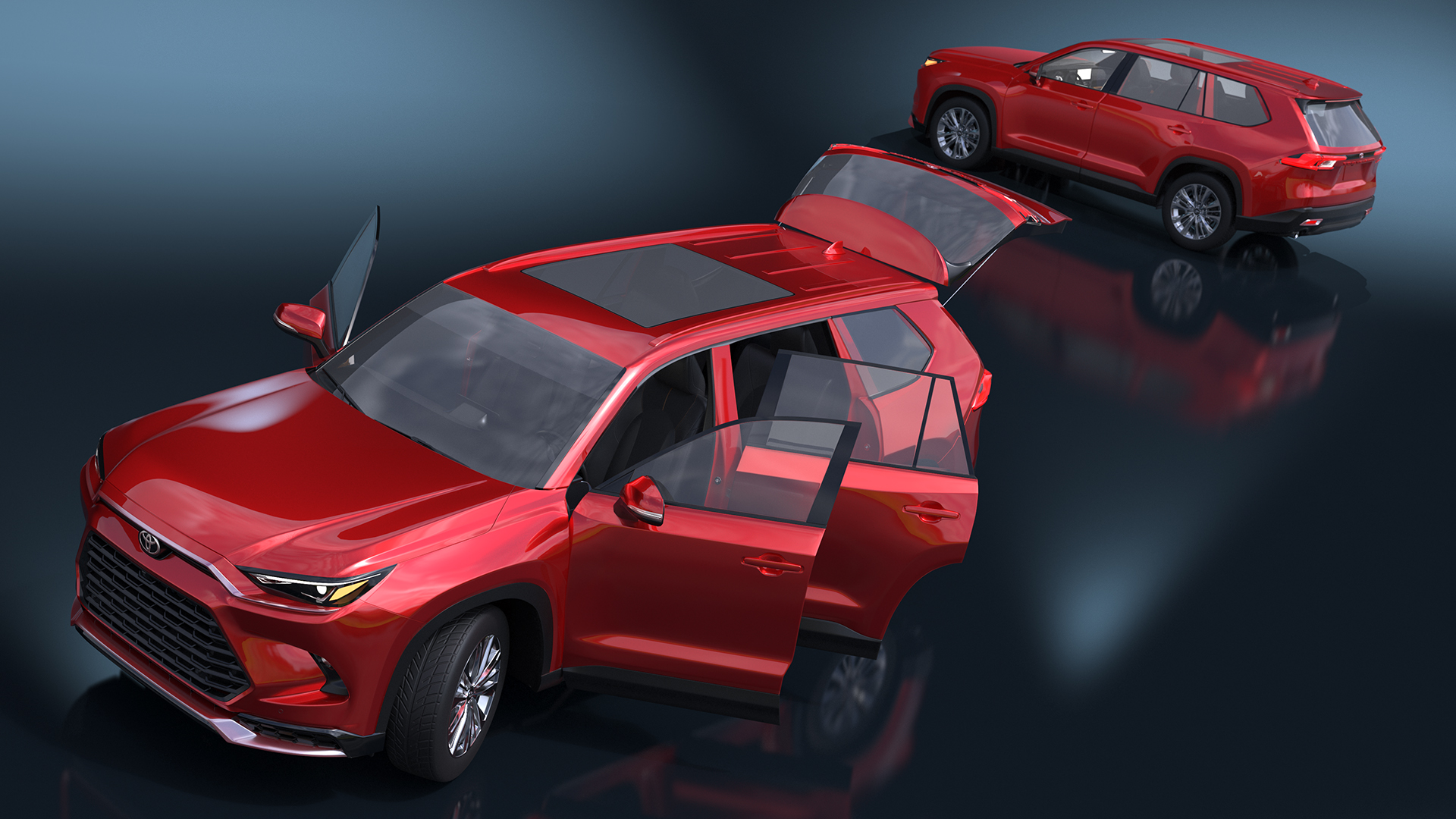 Toyota Grand Highlander 2024 Red Rigged 3D model