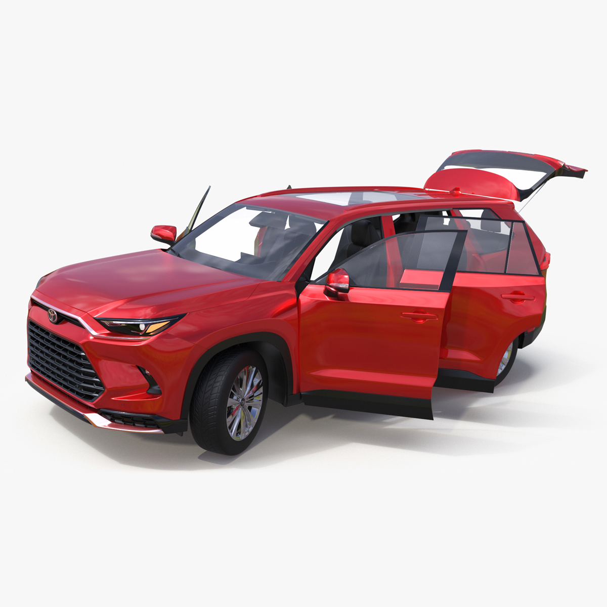 Toyota Grand Highlander 2024 Red Rigged 3D model