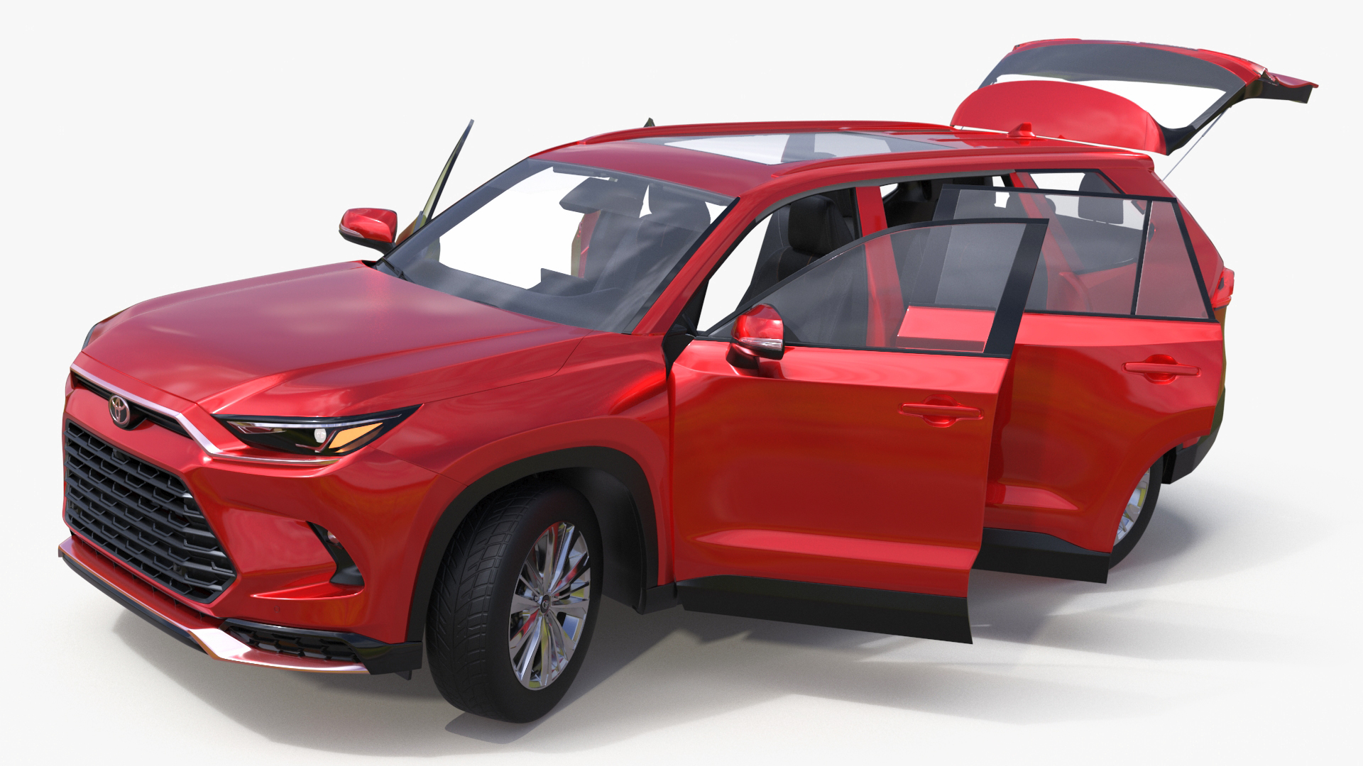Toyota Grand Highlander 2024 Red Rigged 3D model