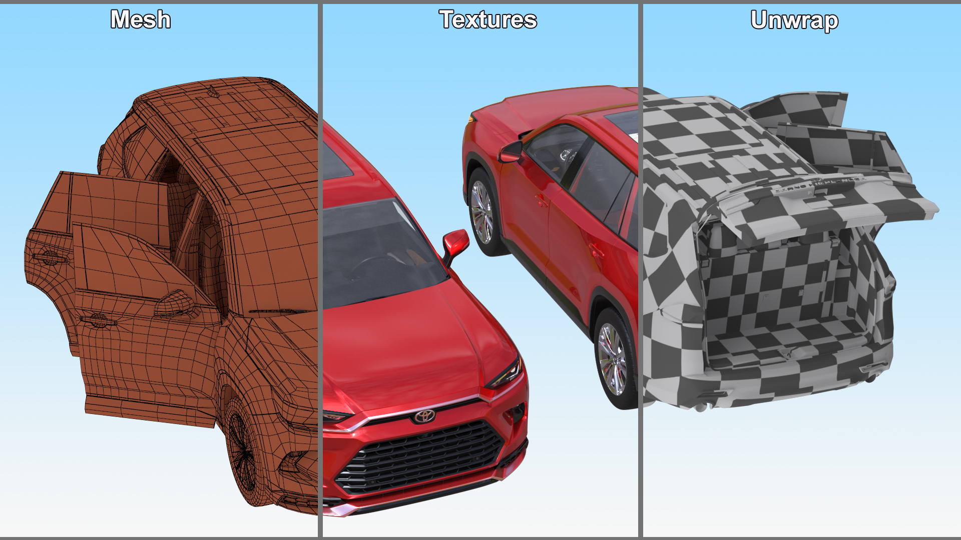 Toyota Grand Highlander 2024 Red Rigged 3D model