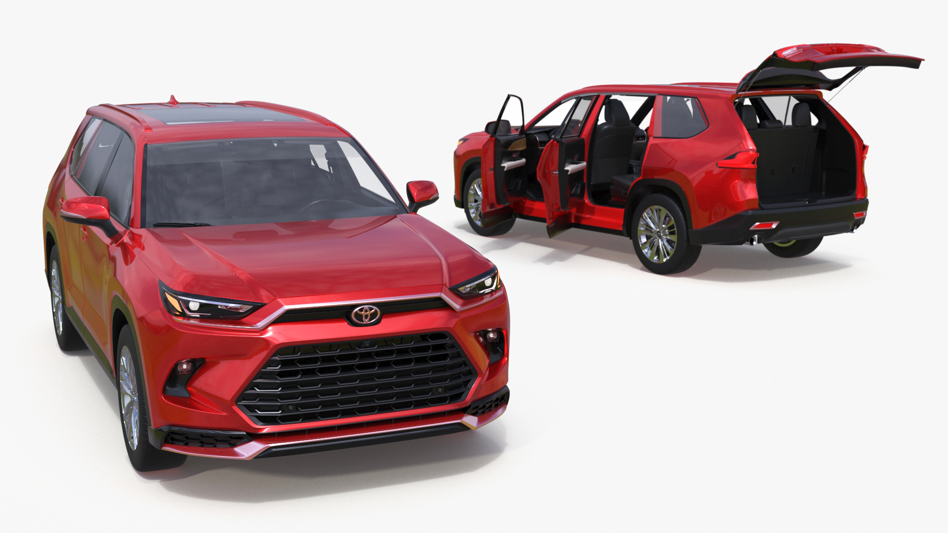 Toyota Grand Highlander 2024 Red Rigged 3D model