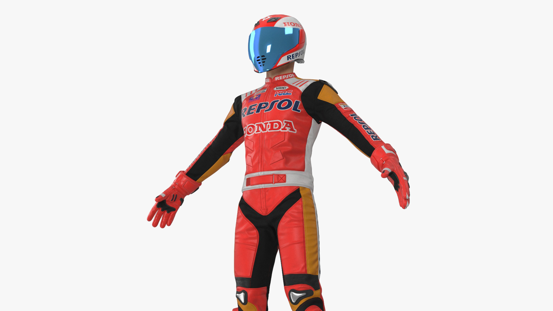 3D model Sport Bike Rider Wearing Honda Race Suit