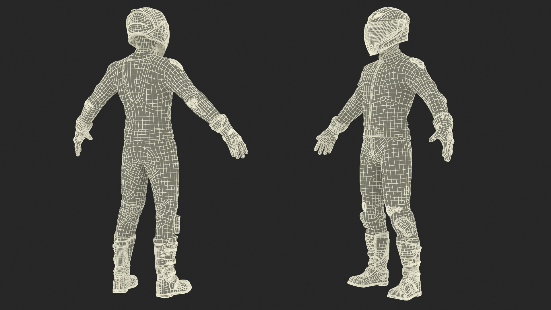 3D model Sport Bike Rider Wearing Honda Race Suit