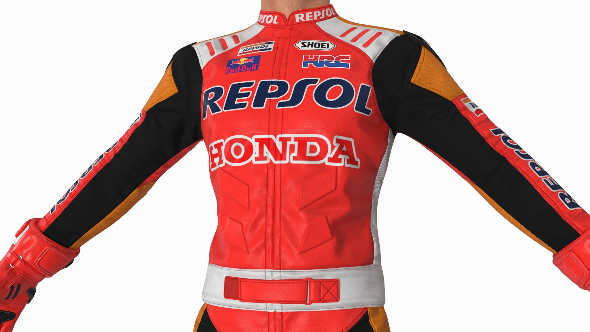 3D model Sport Bike Rider Wearing Honda Race Suit
