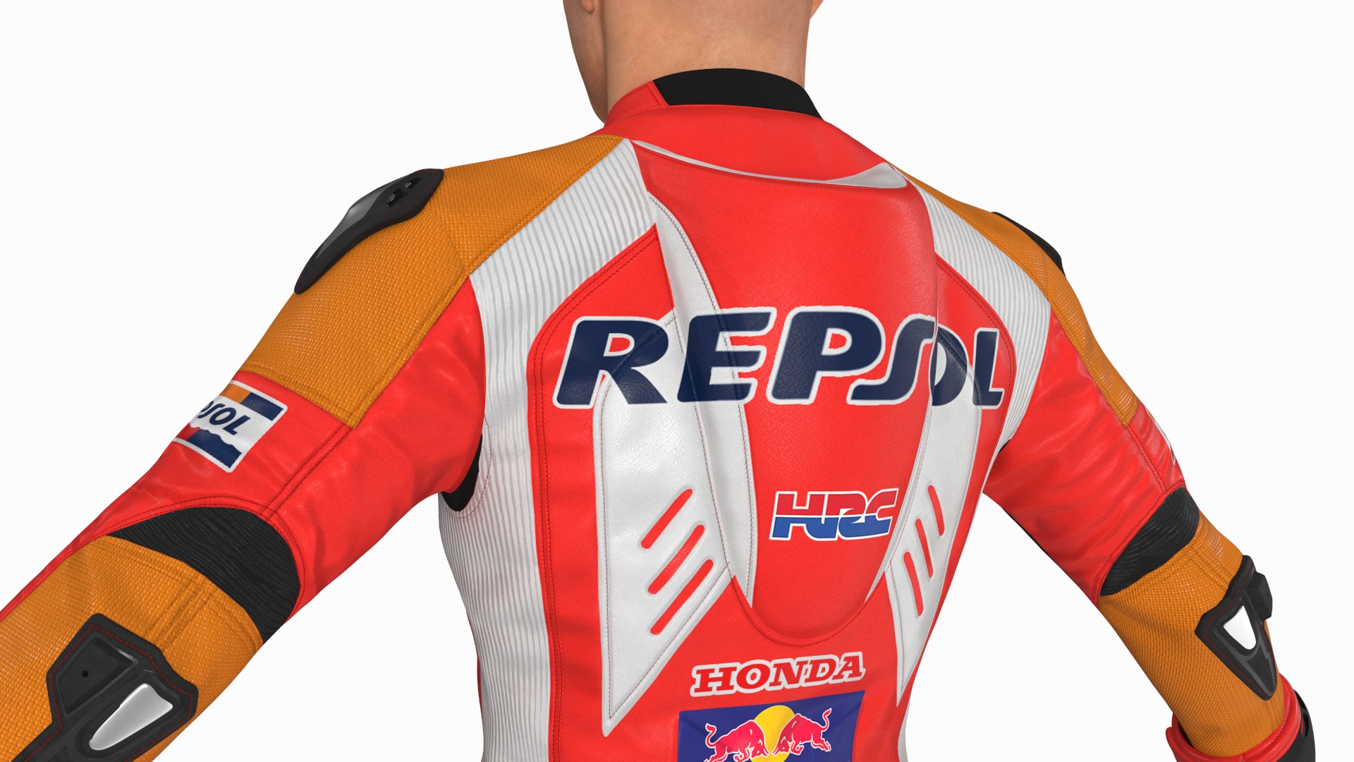 3D model Sport Bike Rider Wearing Honda Race Suit