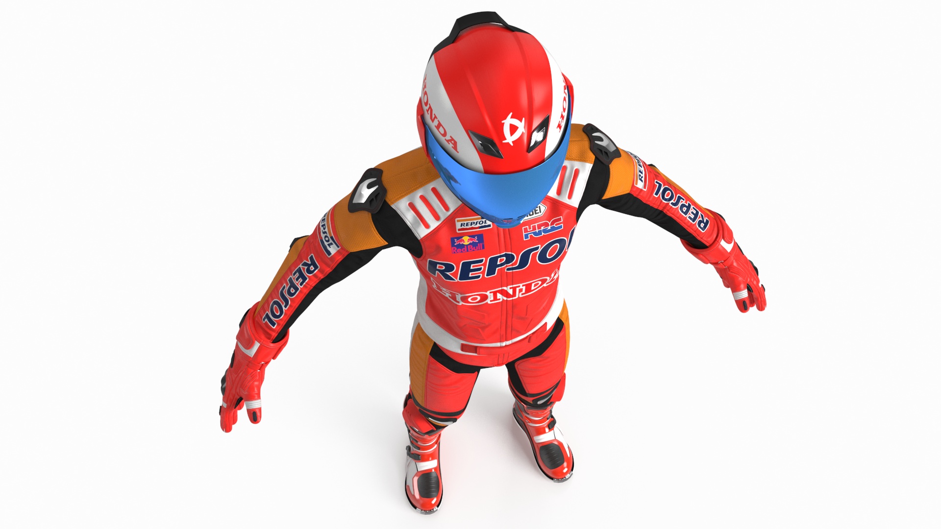 3D model Sport Bike Rider Wearing Honda Race Suit