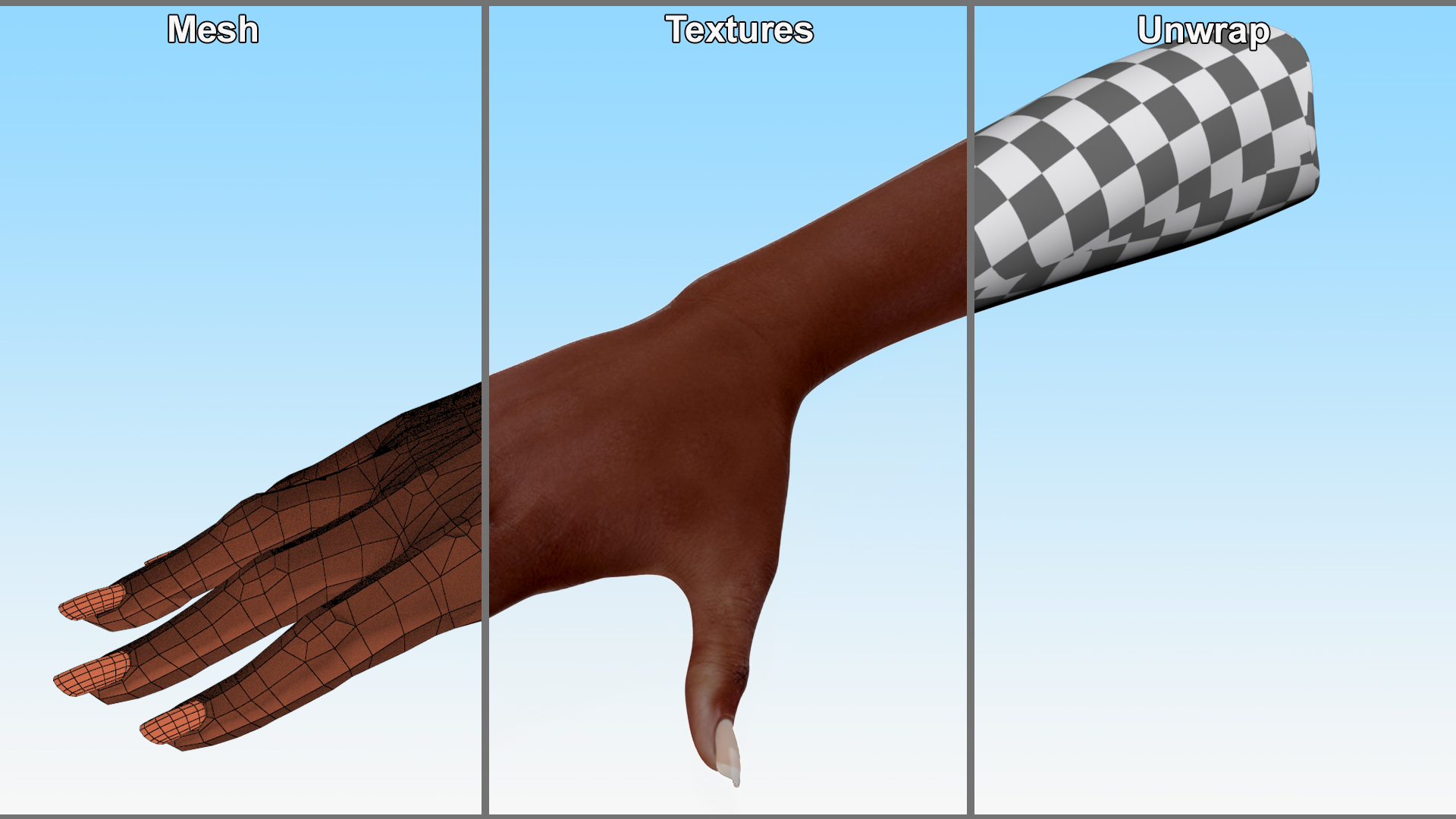 3D model African Woman Hand Rigged