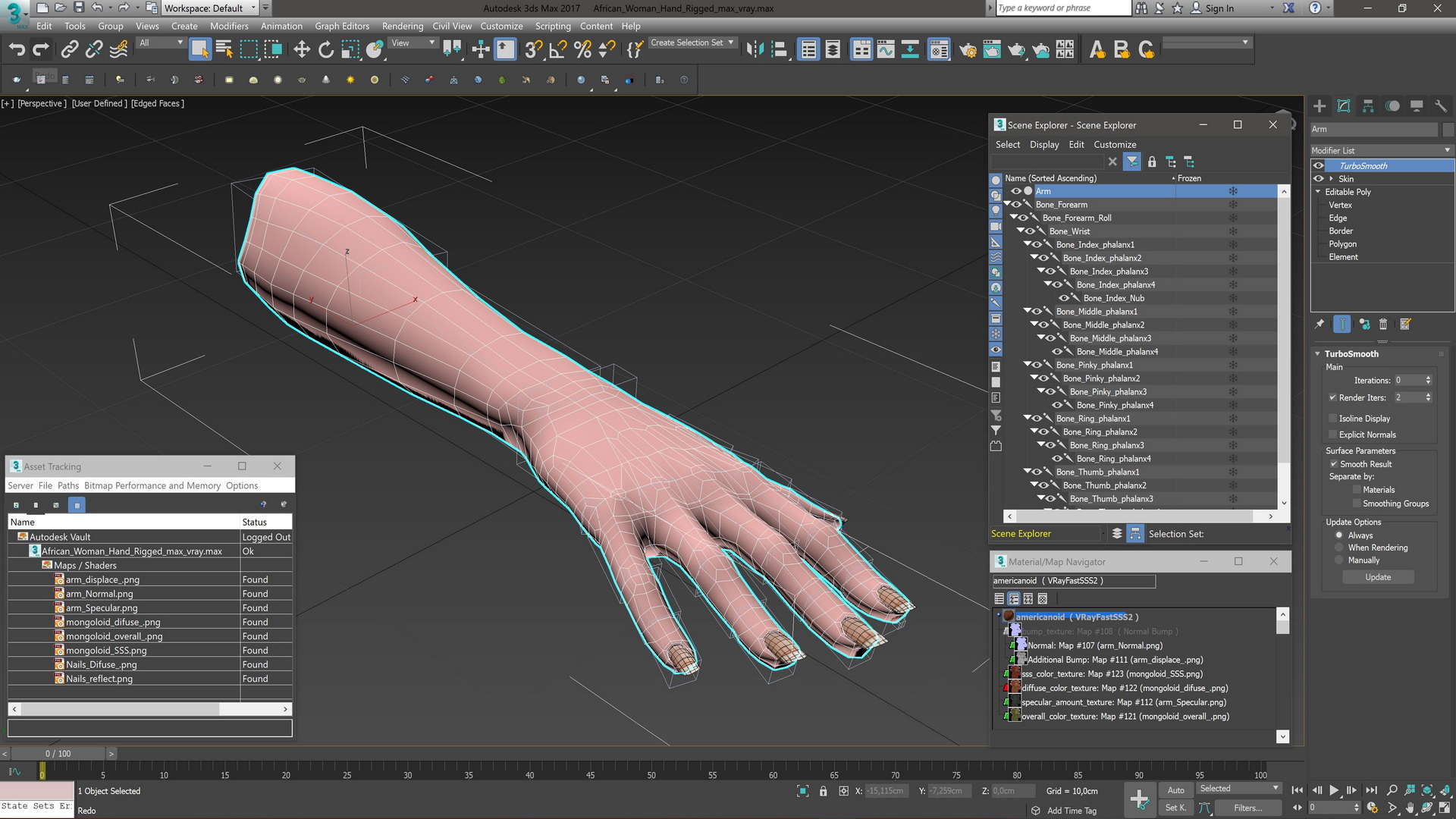 3D model African Woman Hand Rigged