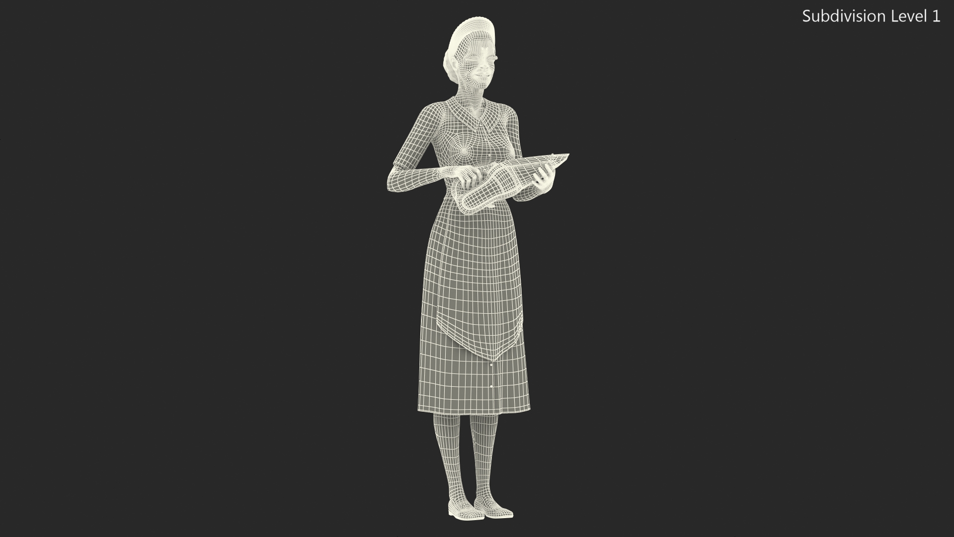 Light Skin Black Maid with Handheld Vacuum Cleaner Rigged 3D