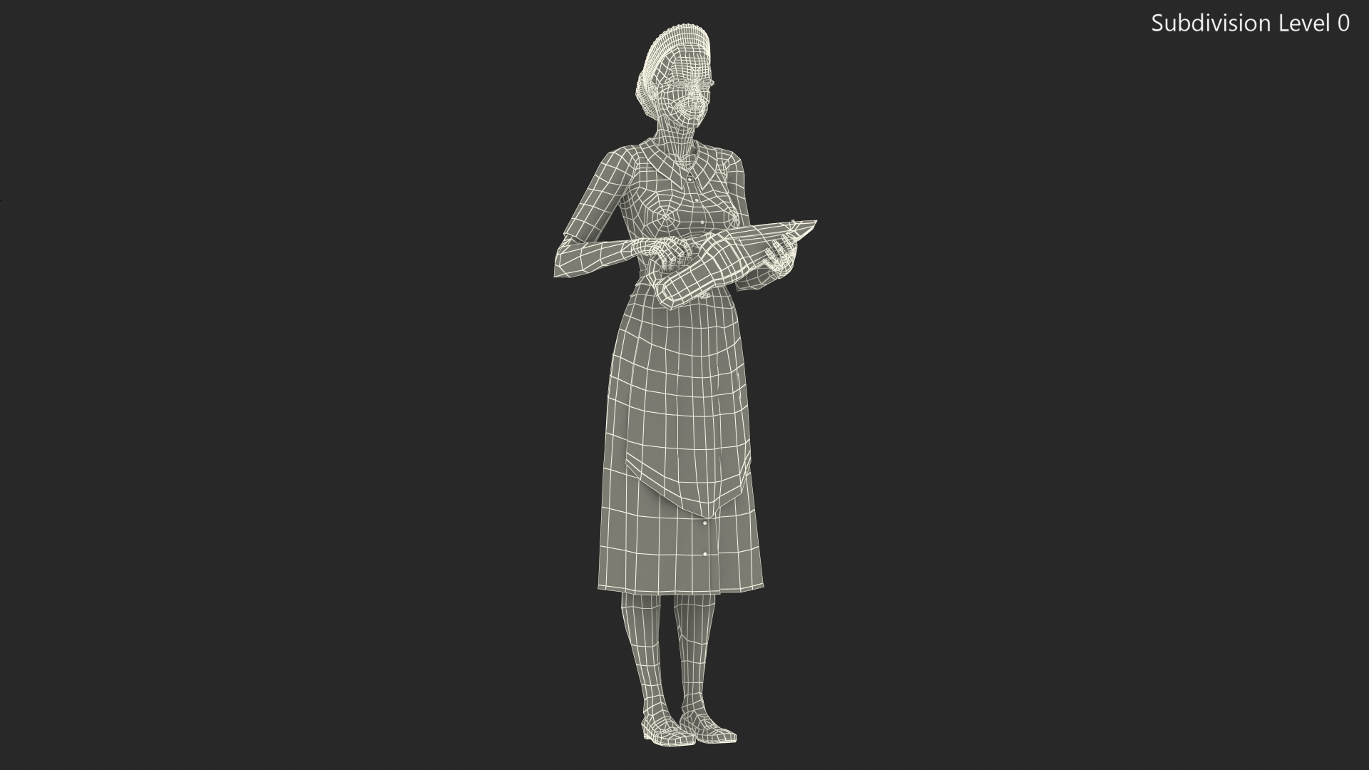 Light Skin Black Maid with Handheld Vacuum Cleaner Rigged 3D