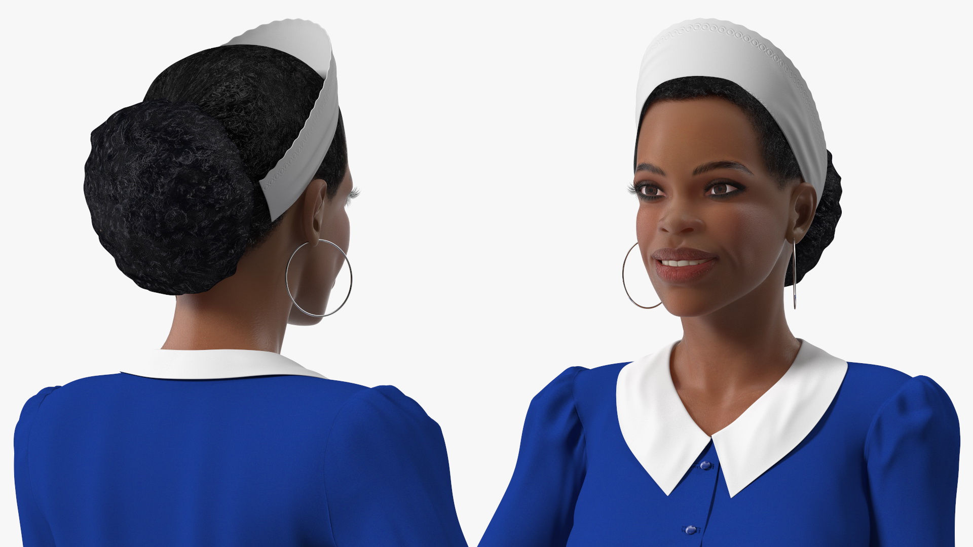 Light Skin Black Maid with Handheld Vacuum Cleaner Rigged 3D