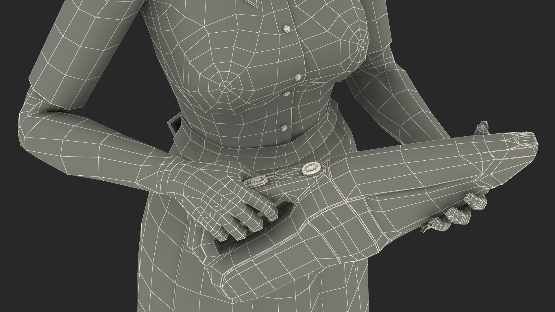Light Skin Black Maid with Handheld Vacuum Cleaner Rigged 3D