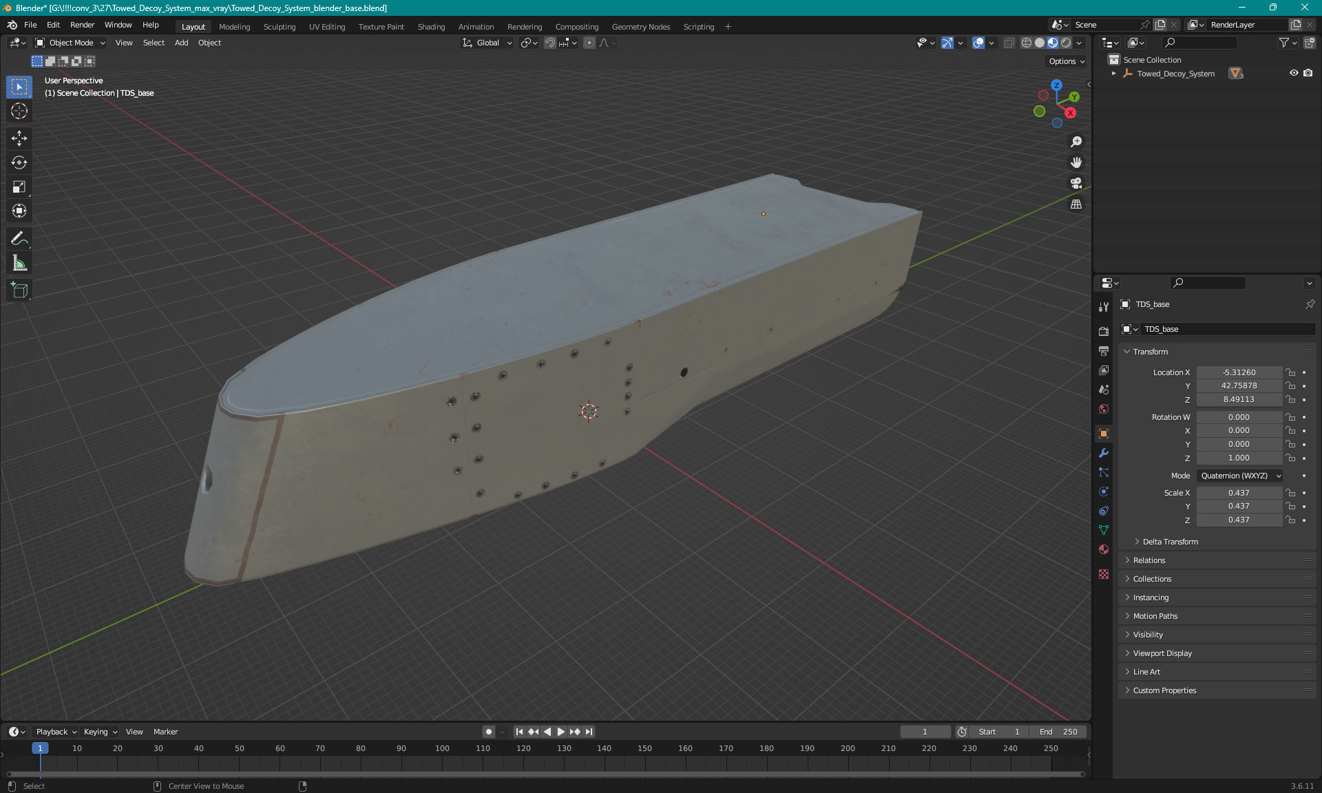 3D Towed Decoy System model