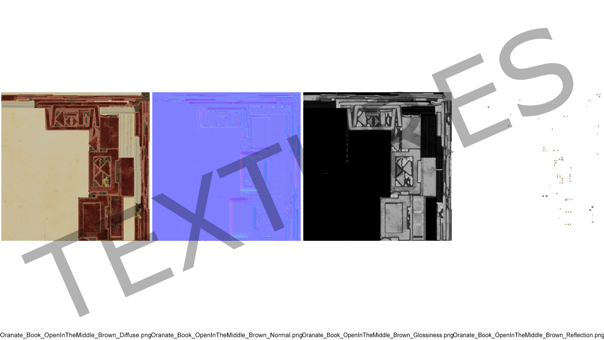 3D Old Brown Ornate Open Book