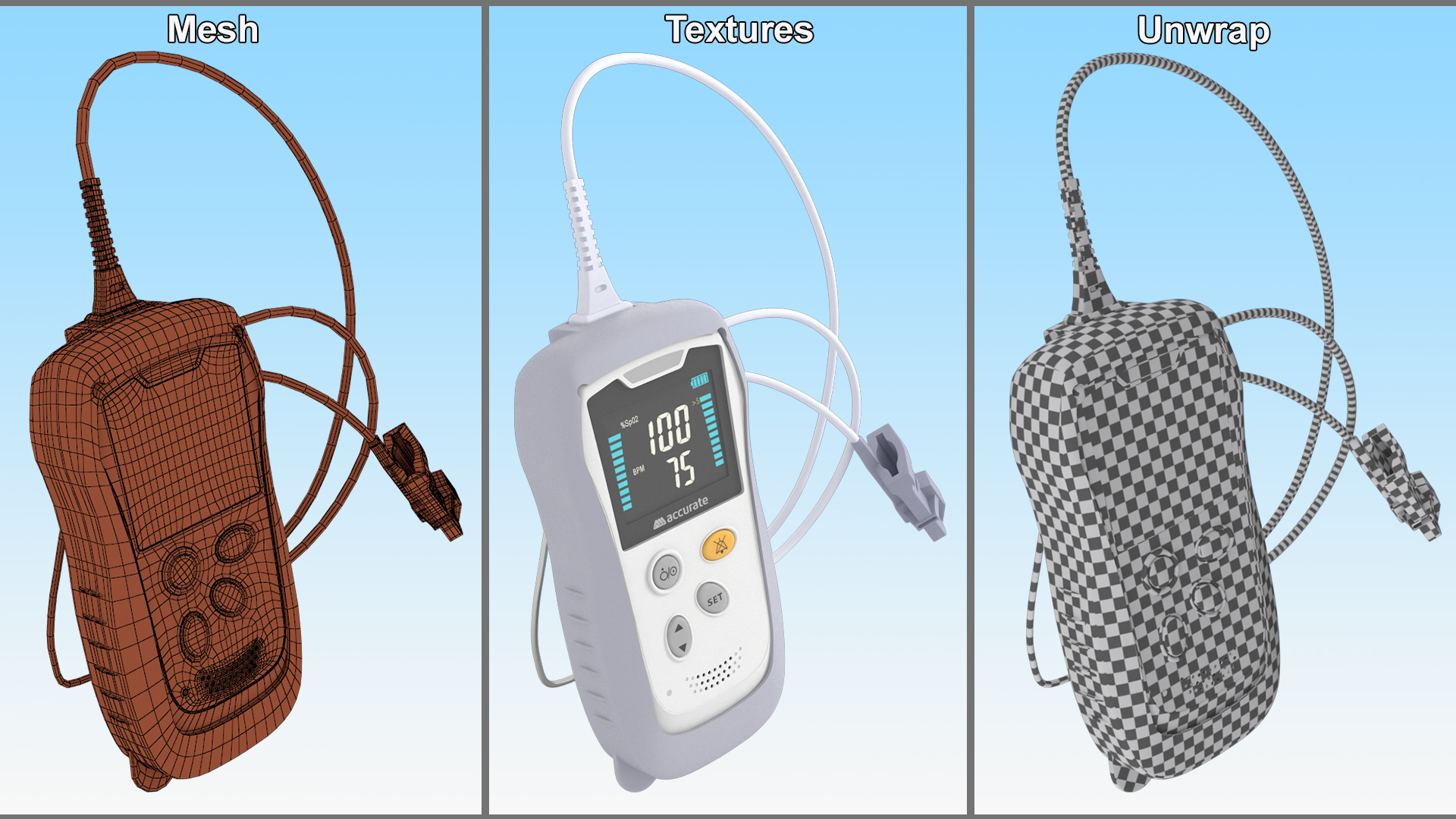 3D Digital Handheld Pulse Oximeter