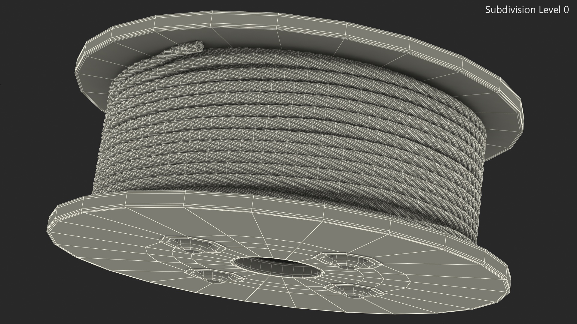 3D Srawl Warp Steel Rope Wooden Coil model