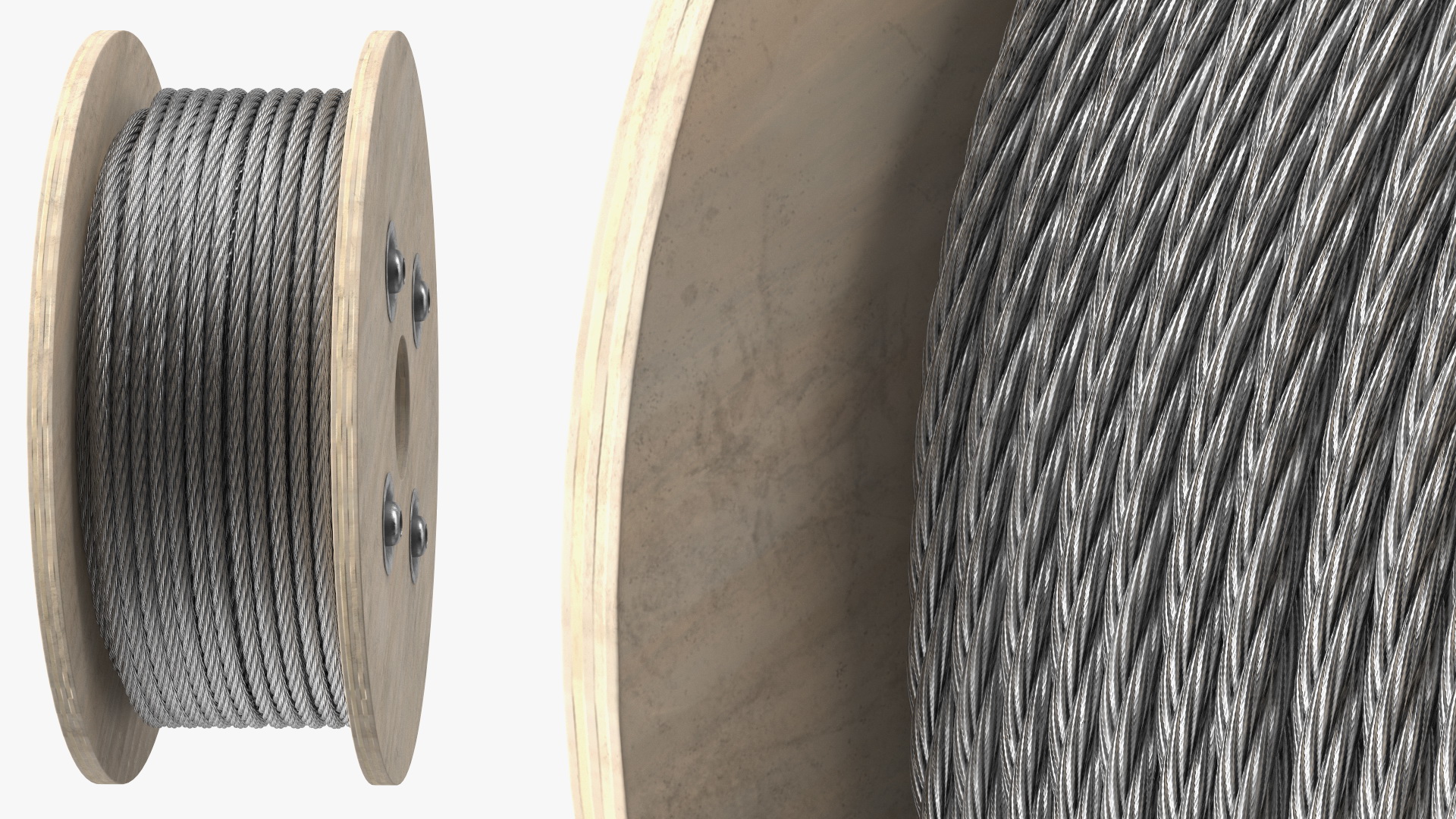 3D Srawl Warp Steel Rope Wooden Coil model