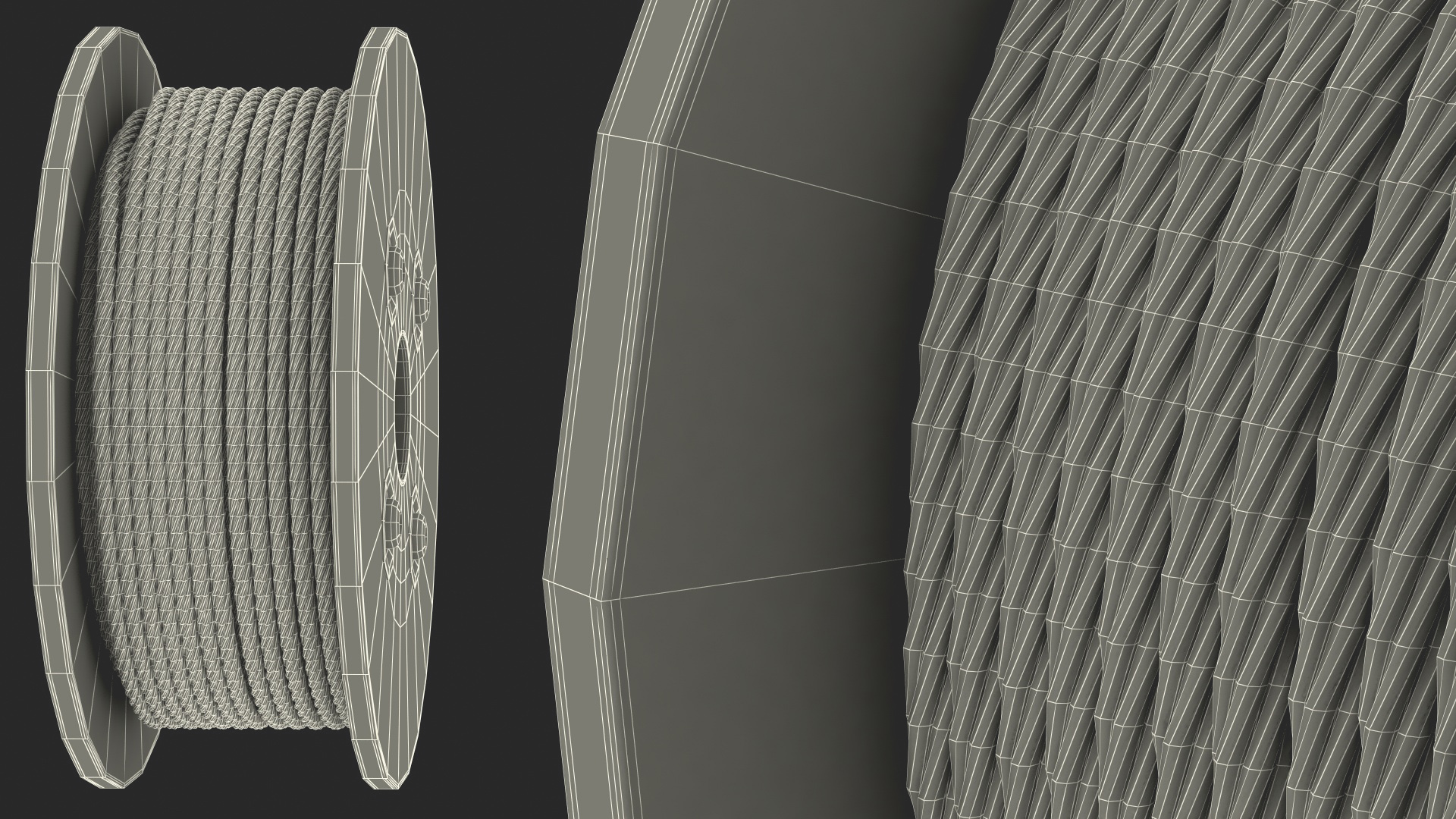 3D Srawl Warp Steel Rope Wooden Coil model