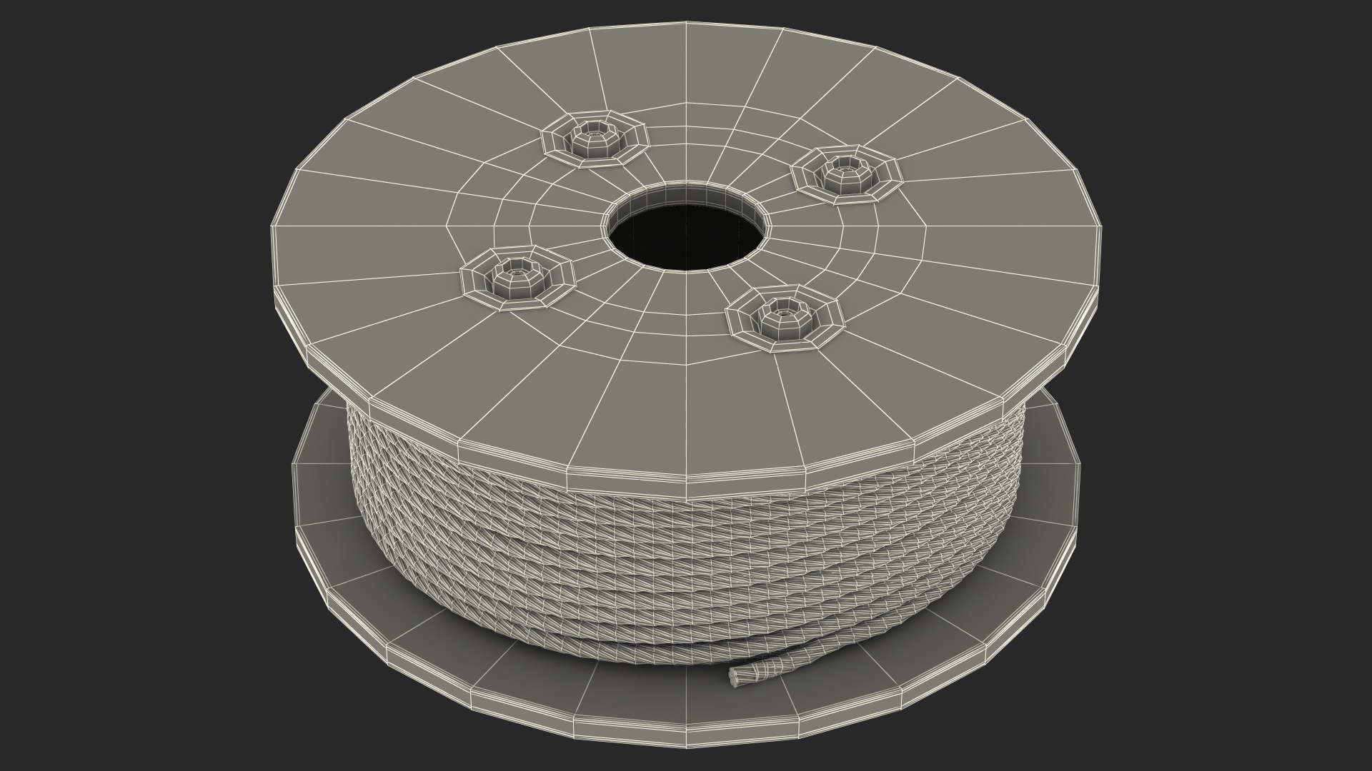 3D Srawl Warp Steel Rope Wooden Coil model