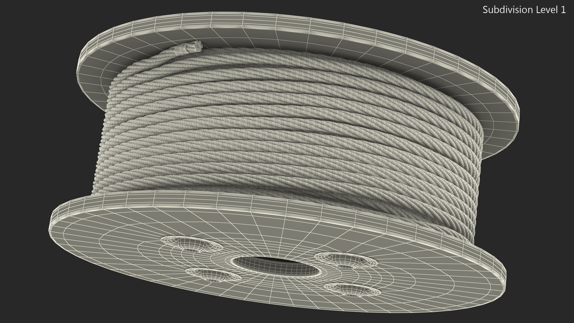 3D Srawl Warp Steel Rope Wooden Coil model